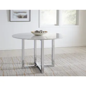 Amalfi 48 inch Round Carrara Marble Top Dining Table with Chrome Base Modus