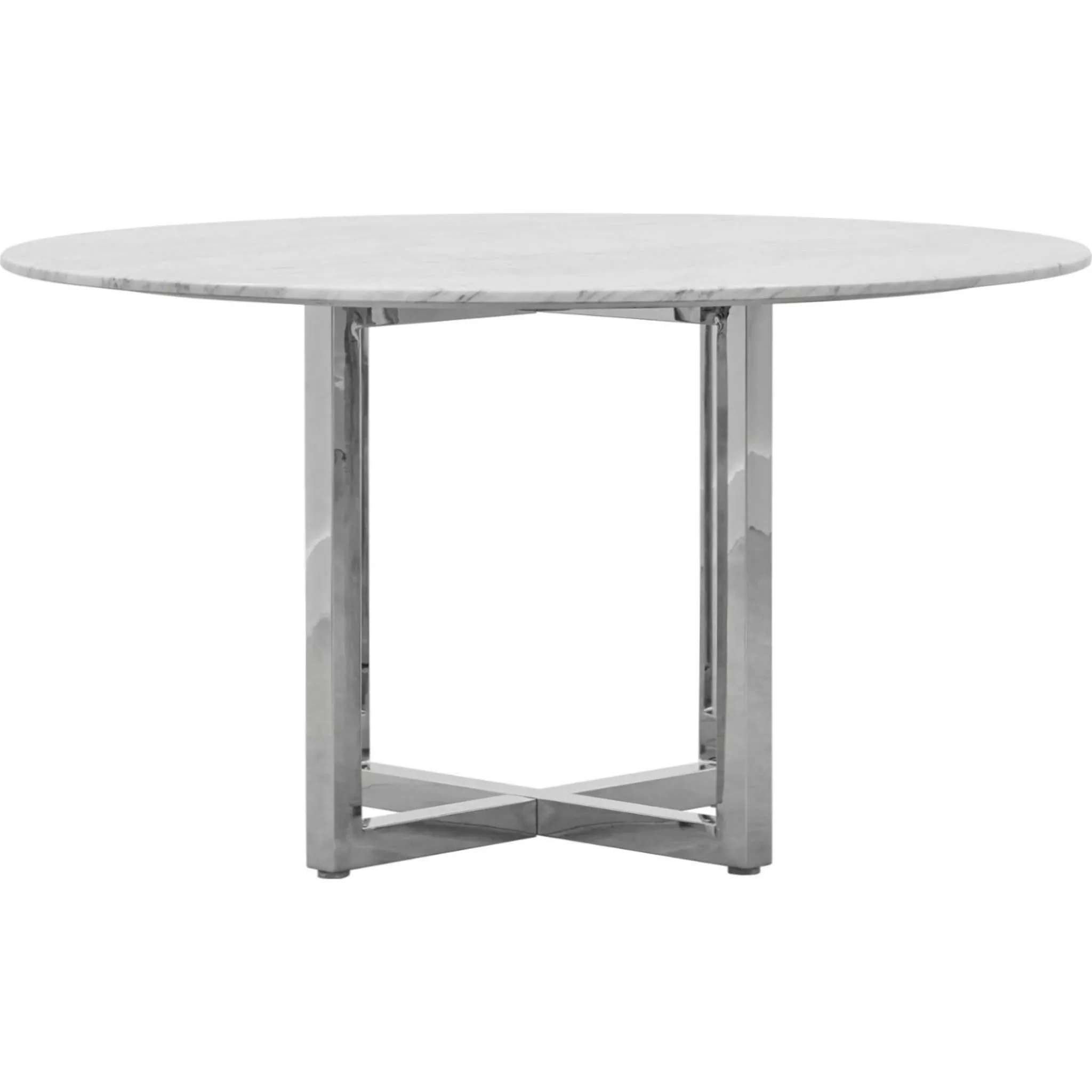 Amalfi 48 inch Round Carrara Marble Top Dining Table with Chrome Base Modus