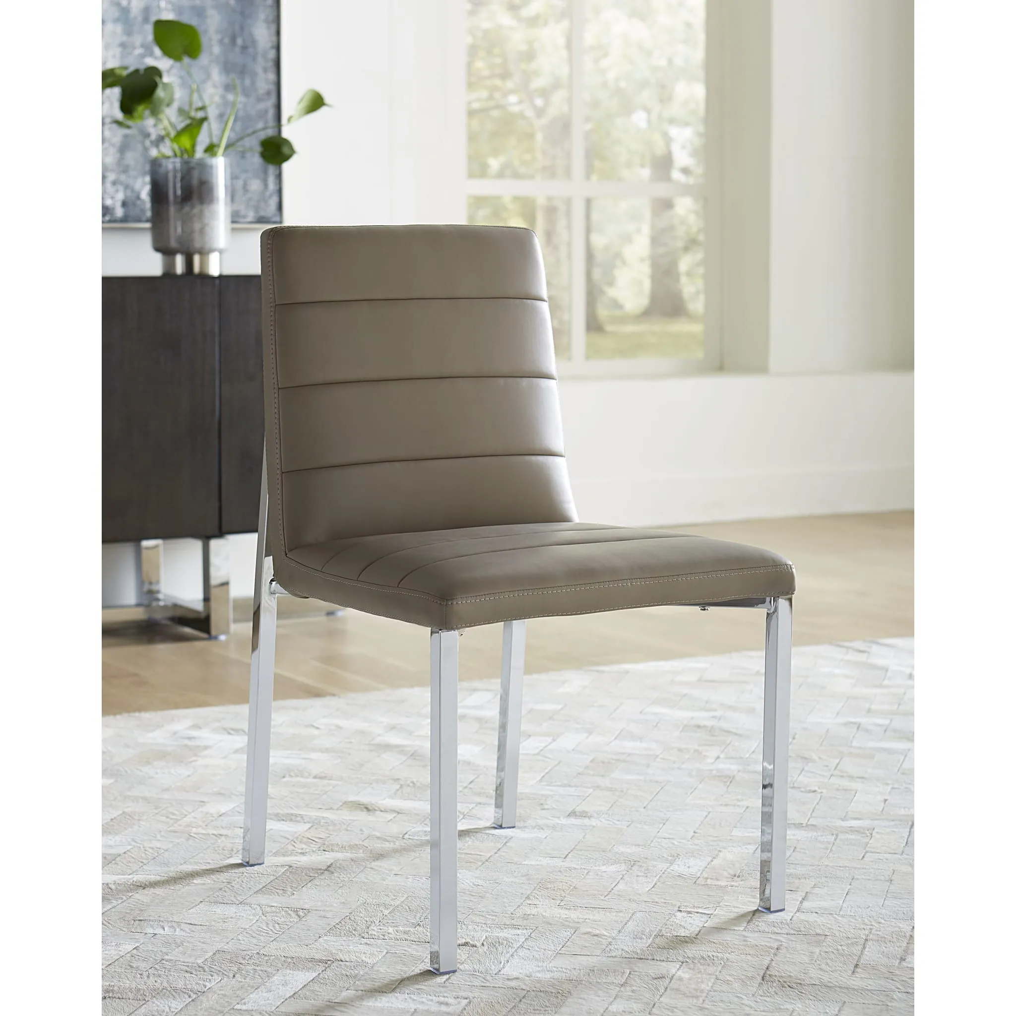 Amalfi Metal Back Chair in Taupe Leather Modus