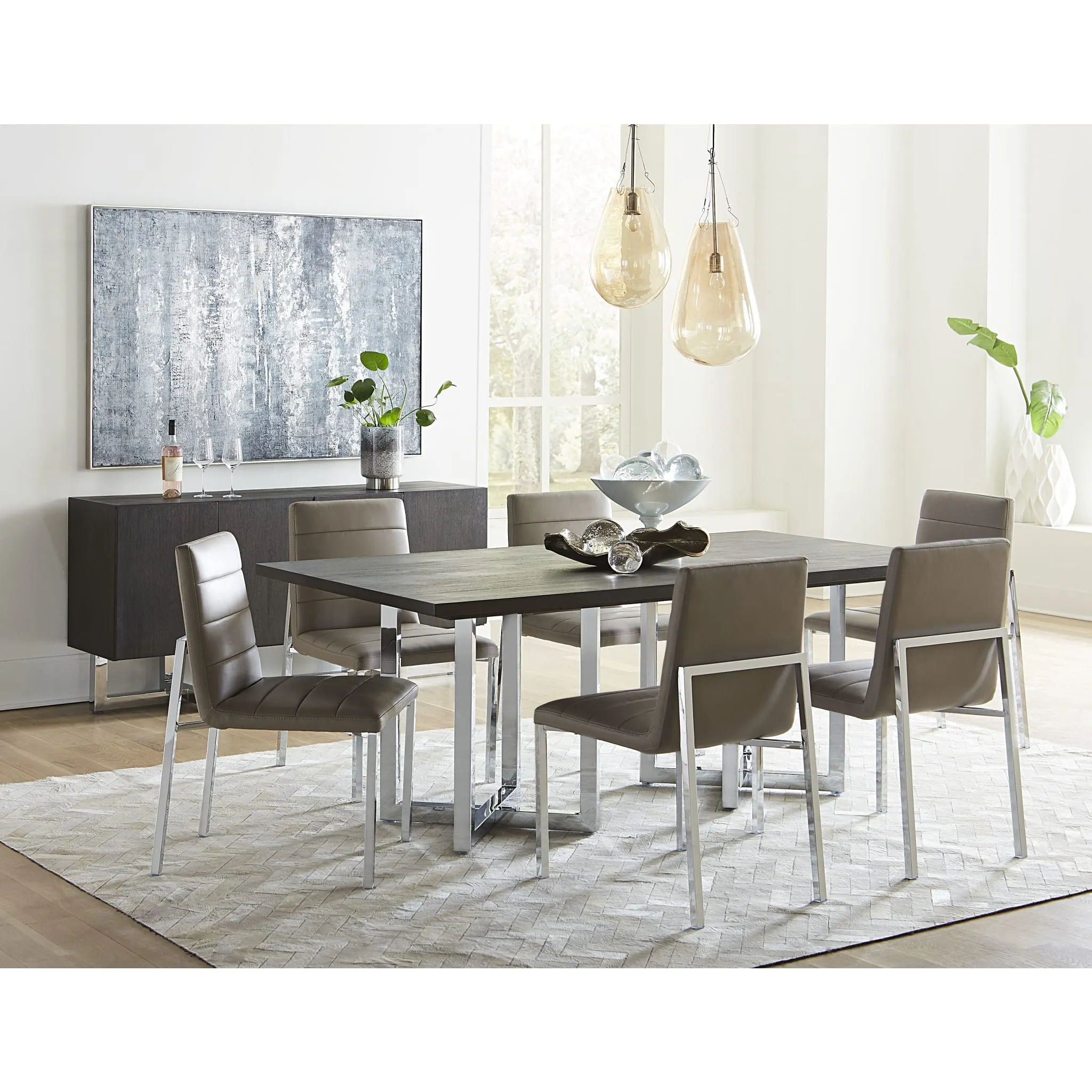 Amalfi Metal Back Chair in Taupe Leather Modus