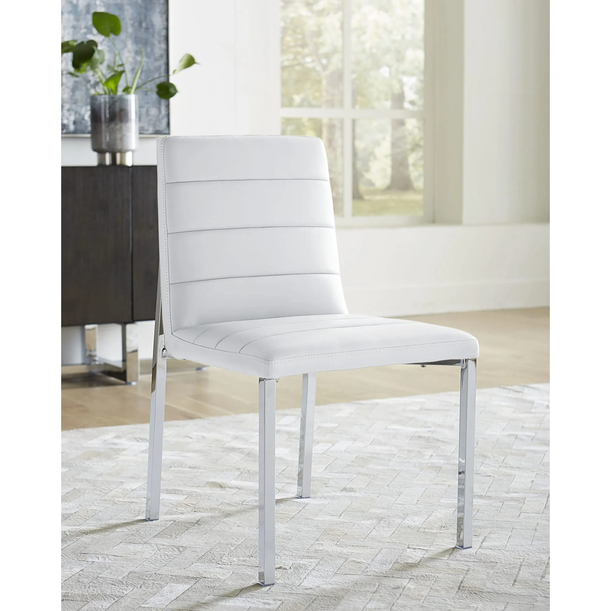 Amalfi Metal Back Chair in White Leather Modus