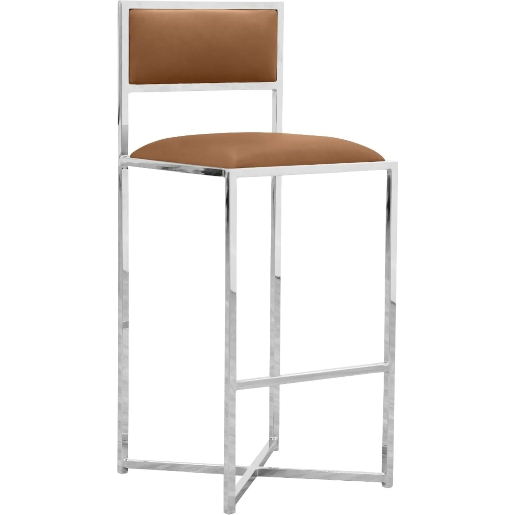 Amalfi X-Base Bar Stool in Cognac Leather Modus