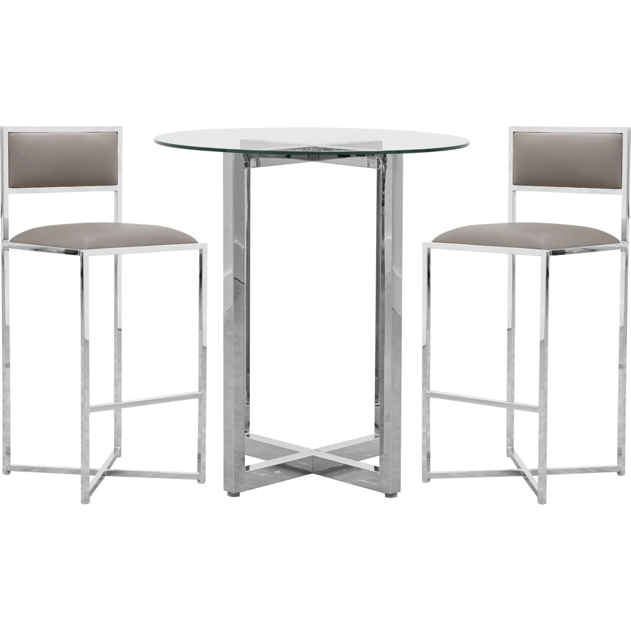 Amalfi X-Base Bar Stool in Taupe Leather Modus
