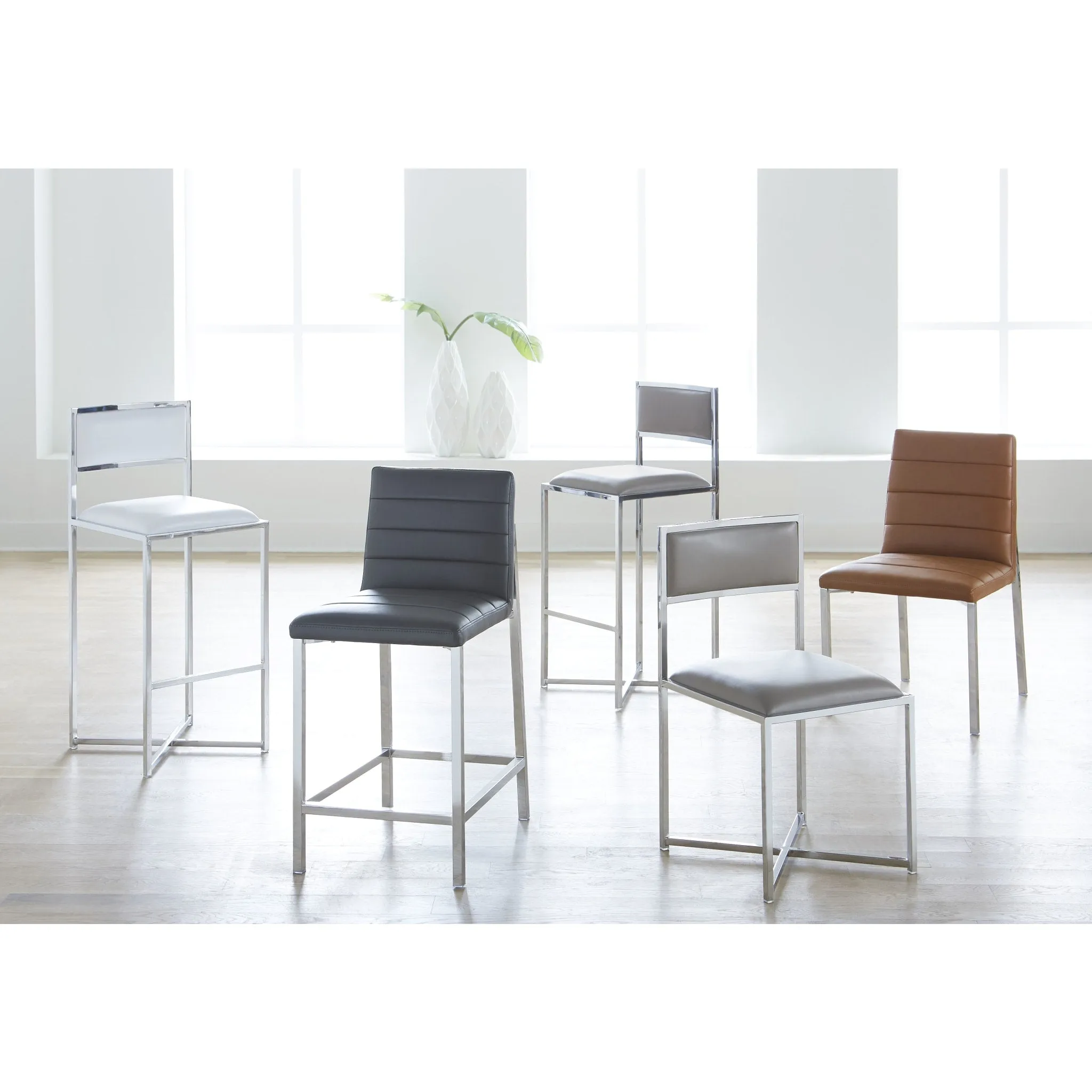 Amalfi X-Base Counter Stool in Cobalt Leather Modus