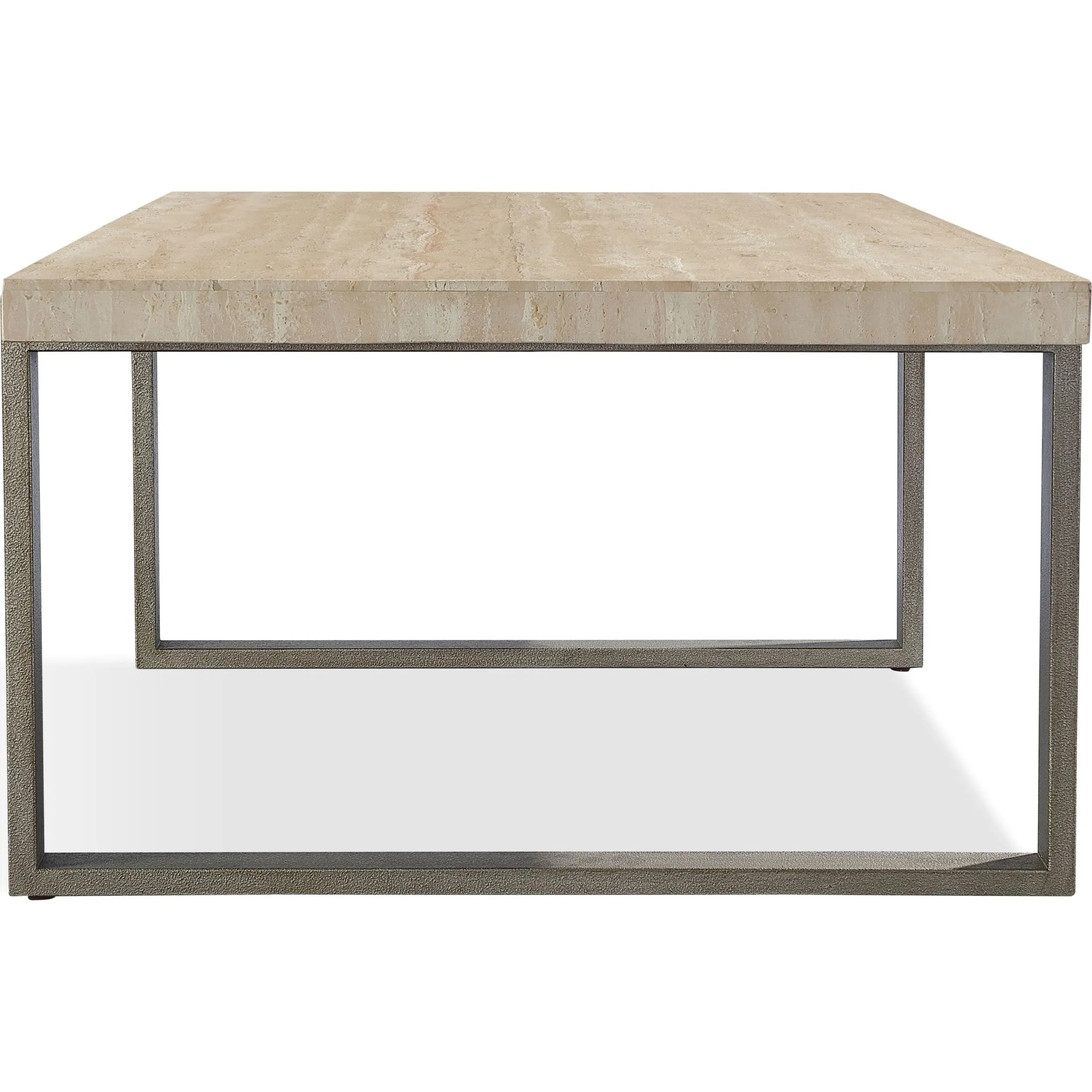 Ariela Natural Travertine Coffee Table with Bronze Metal Base Modus