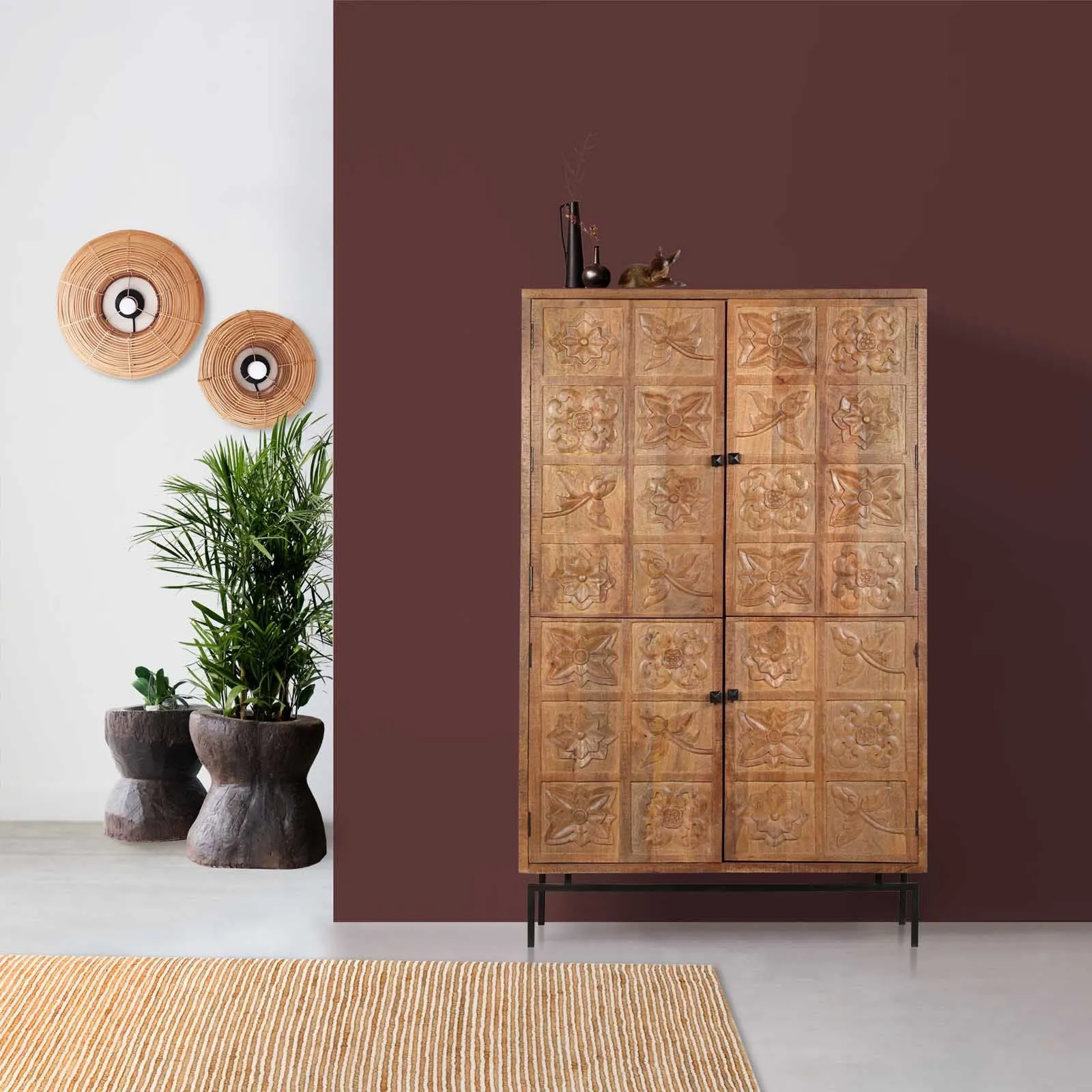 Armoire sculpte 2 portes | Manguier Sculture