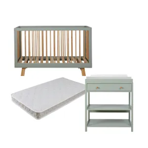 Aspen Mocka Sage Four Piece Nursery Furniture Set Mocka