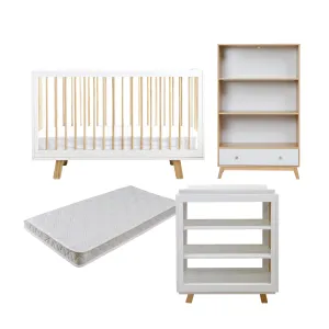 Aspen White Natural Five Piece Nursery Furniture Set Mocka