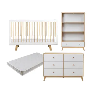 Aspen White Natural Four Piece Nursery Furniture Set Mocka