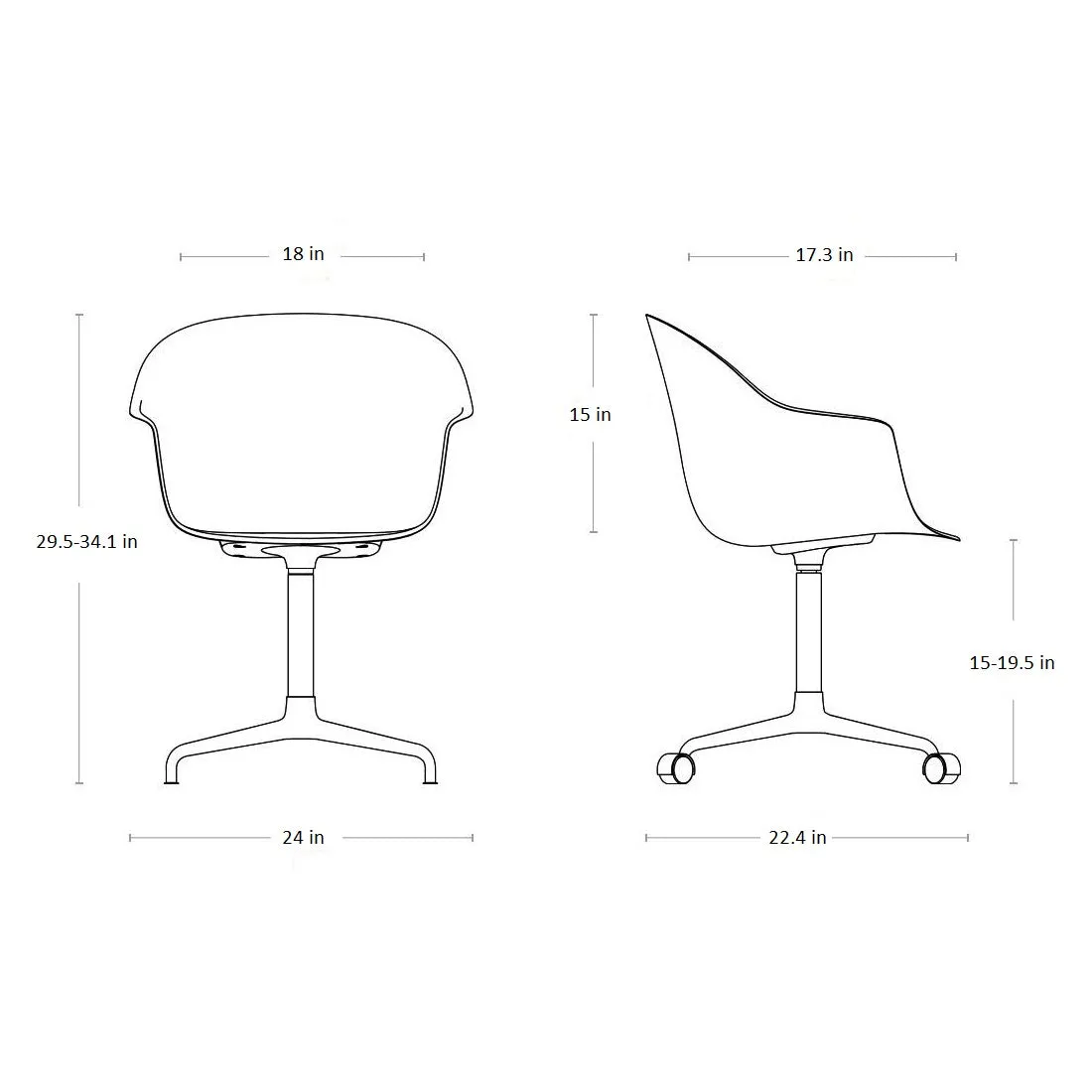 Bat Front Upholstered Swivel Conference Chair