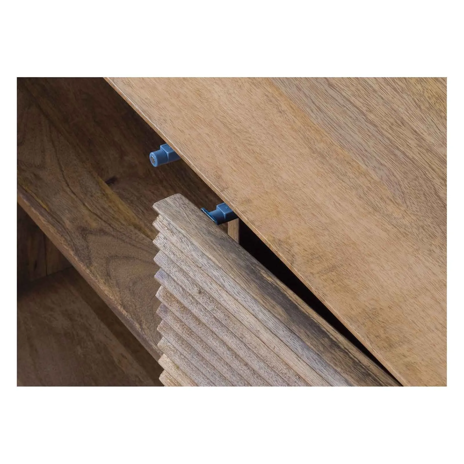 Buffet bas bois sculpt motif gomtrique 3P | Manguier Maglan