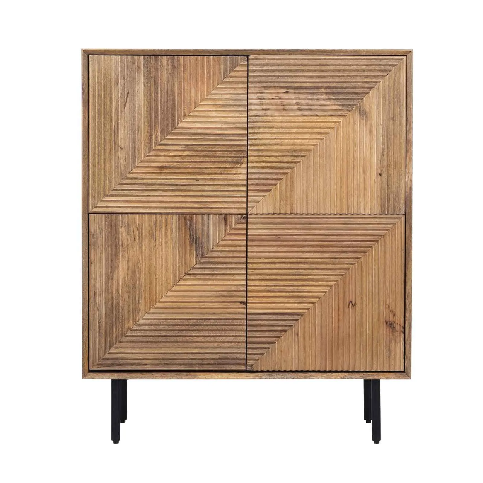 Buffet haut bois sculpt motif gomtrique 4P | Manguier Maglan