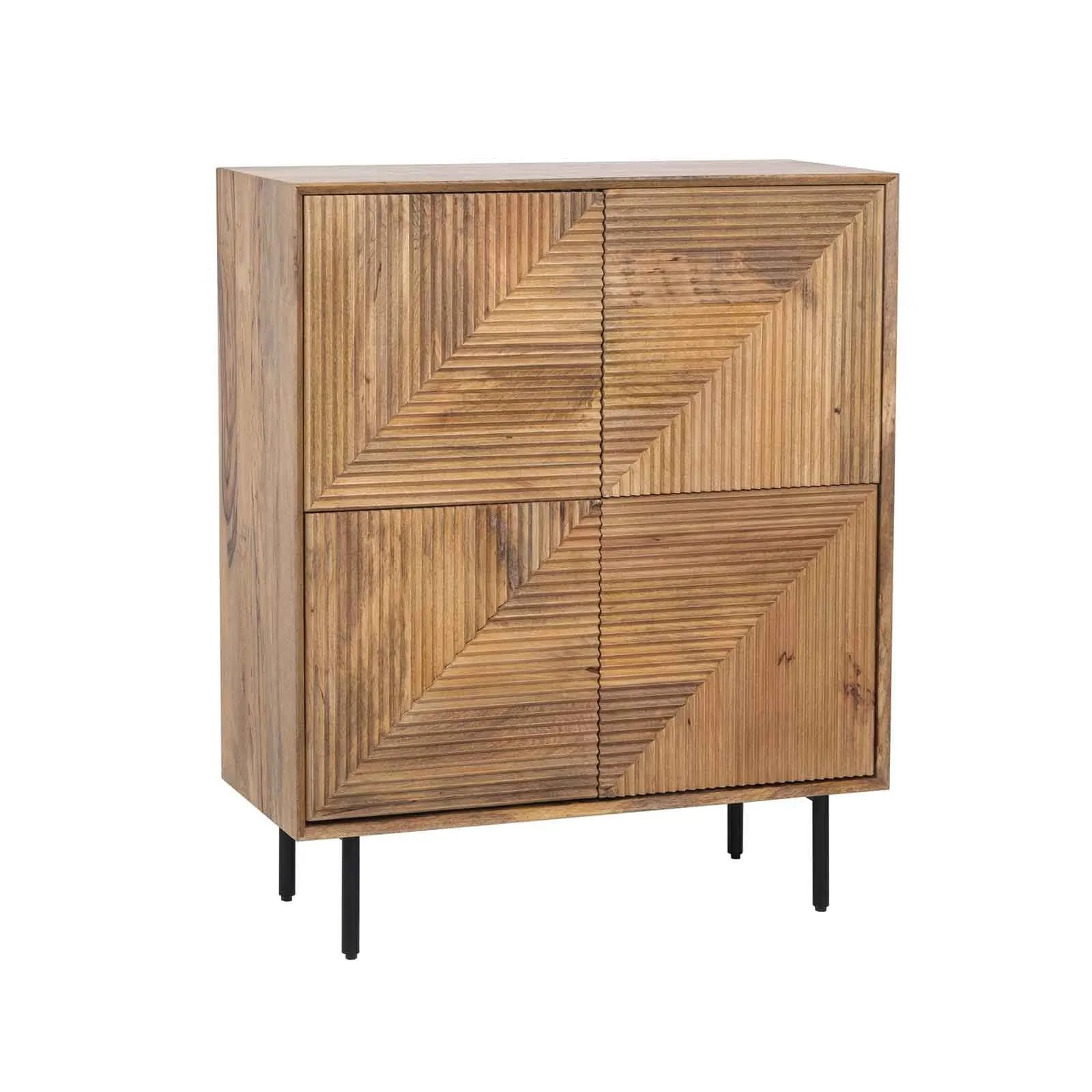Buffet haut bois sculpt motif gomtrique 4P | Manguier Maglan