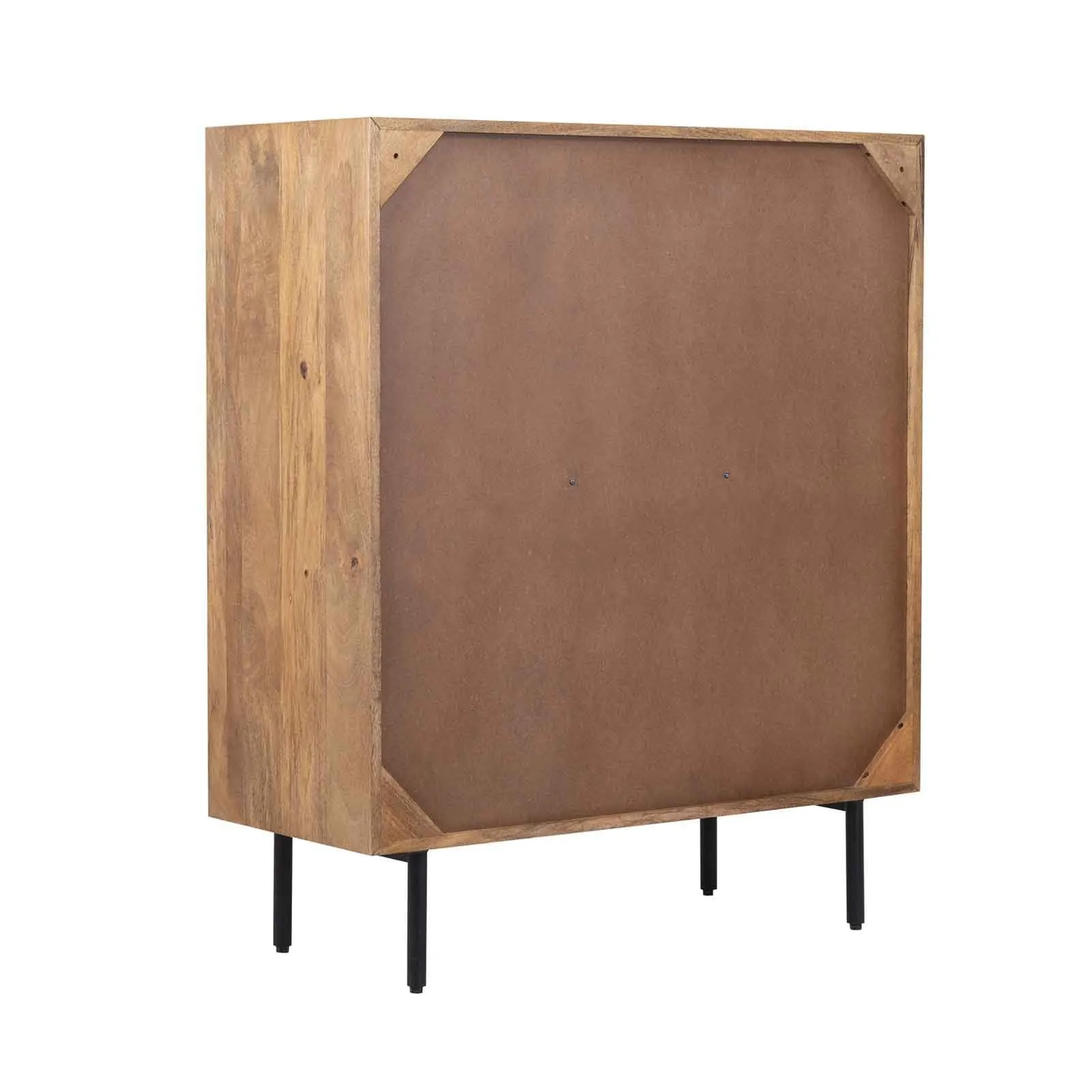 Buffet haut bois sculpt motif gomtrique 4P | Manguier Maglan