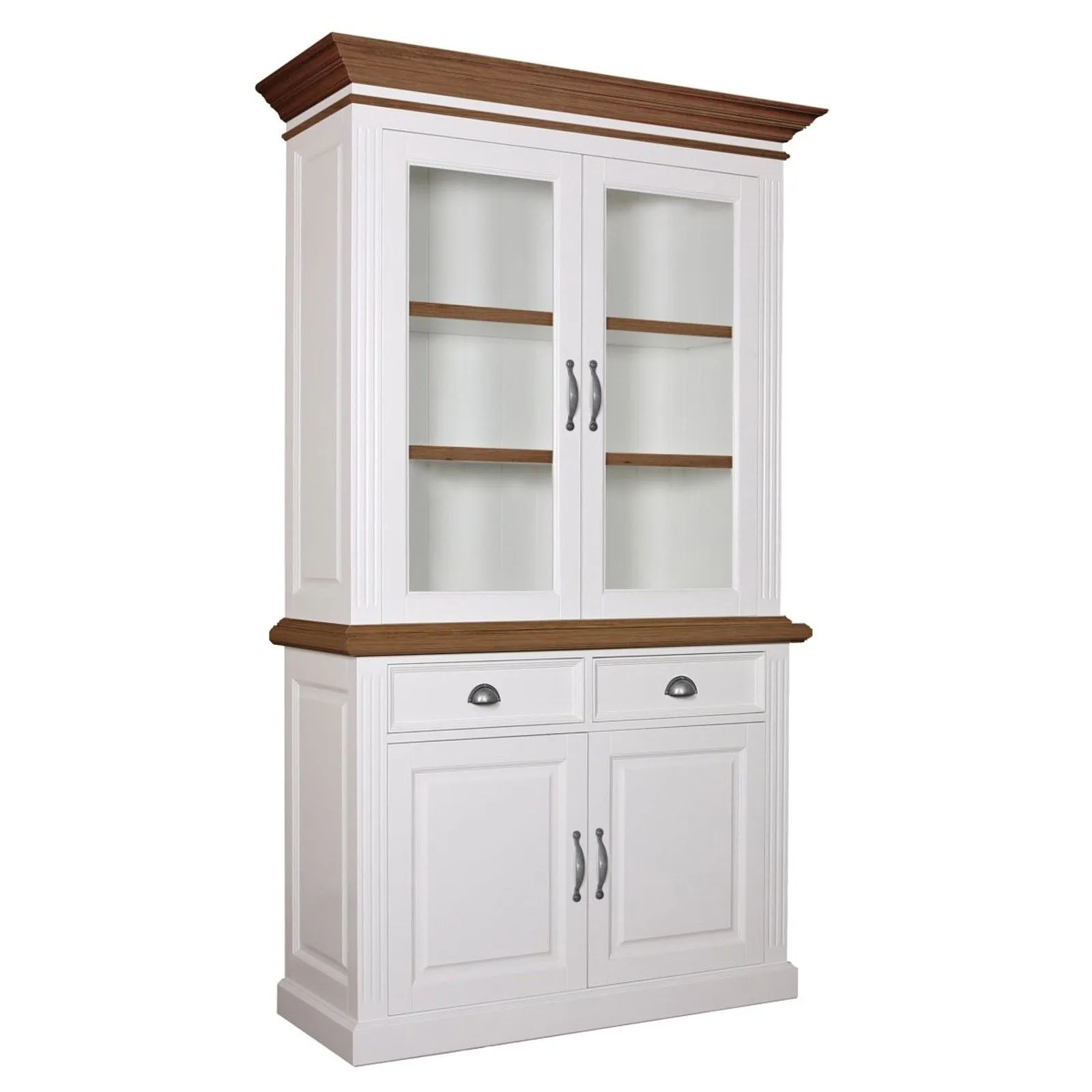 Buffet Vaisselier deux corps 2x2 portes 2 tiroirs "Chne et Pin Romance"
