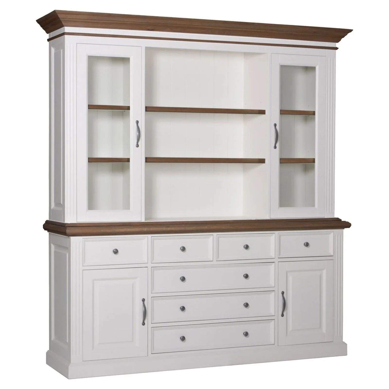 Buffet Vaisselier deux corps 2x2 portes 7 tiroirs "Chne et Pin Romance"