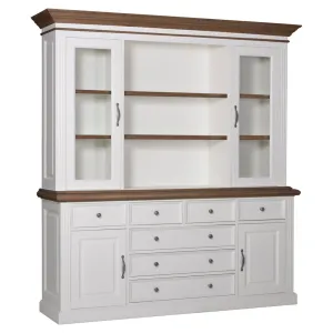 Buffet Vaisselier deux corps 2x2 portes 7 tiroirs "Chne et Pin Romance"