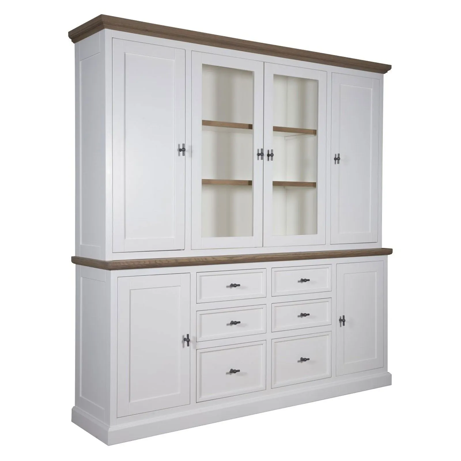 Buffet Vaisselier deux corps 6 portes 6 tiroirs "Chne et Pin tradition"