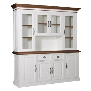 Buffet Vaisselier vitr 2x4 portes 2 tiroirs "Chne et Pin Romance"