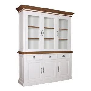 Buffet vitr deux corps 2x3 portes 3 tiroirs "Chne et Pin Romance"