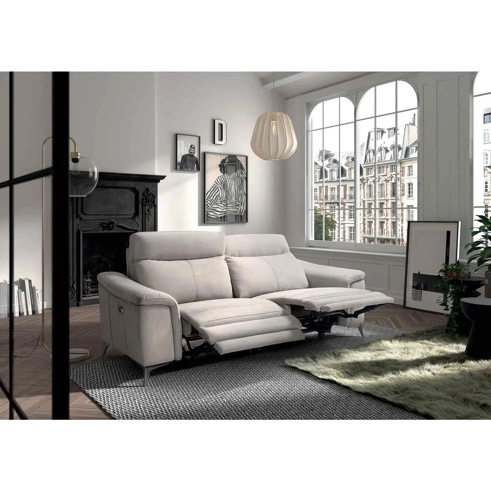 Canap 2,5 places 2 relax lectriques avec ttires manuelles Suiza
