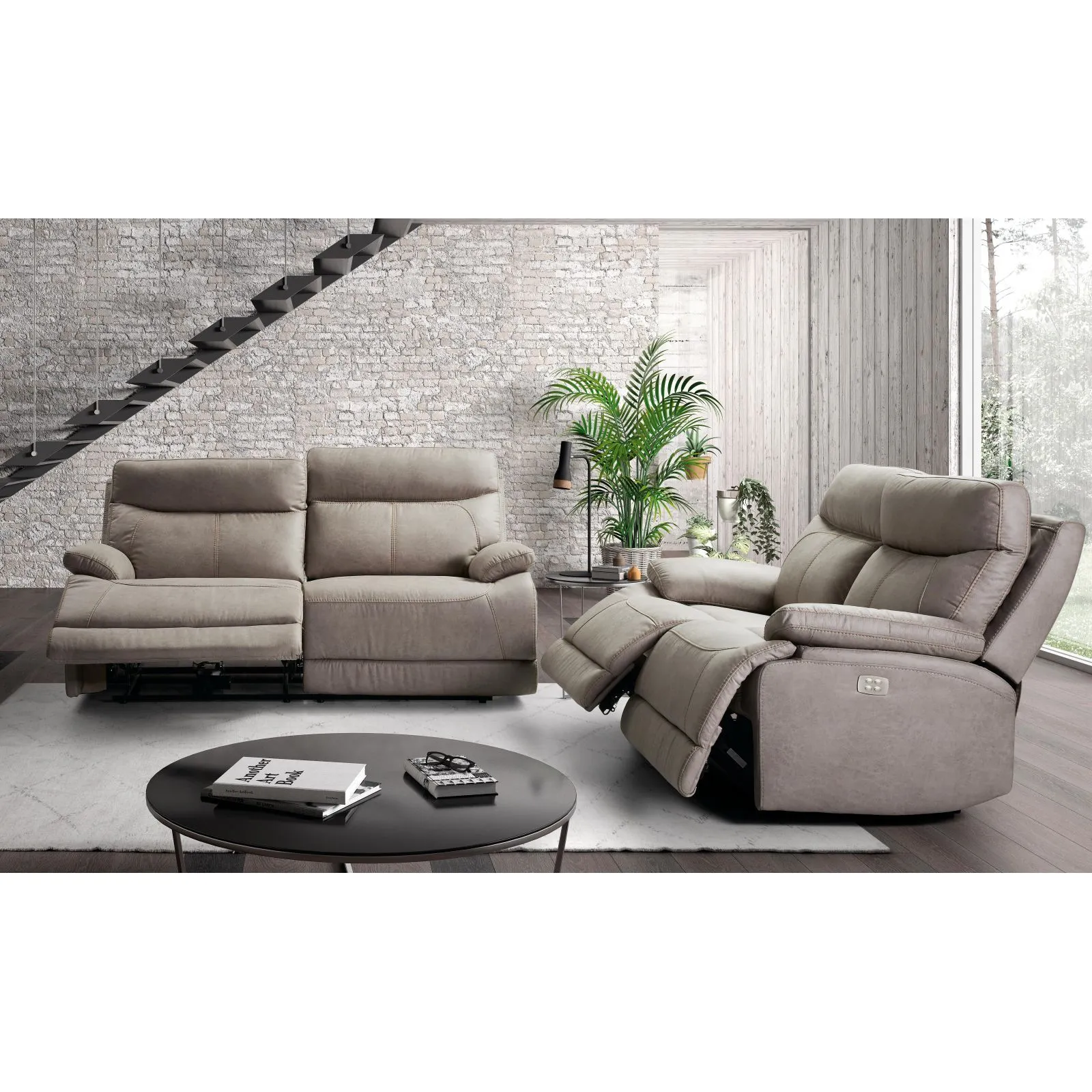 Canap 3 places, 2 relax lectriques Bilbao Marron