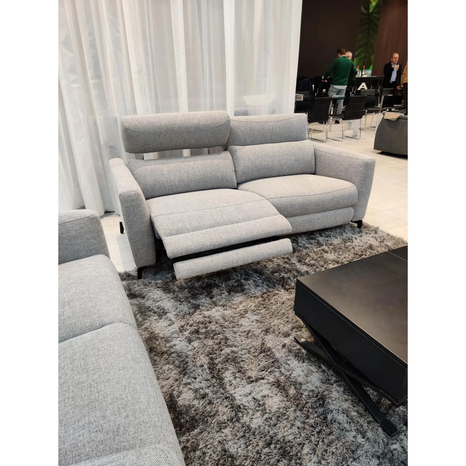 Canap 3 places, 2 relax lectriques Bombay Gris clair