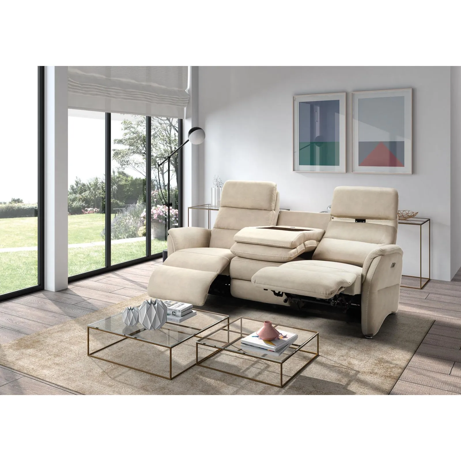 Canap 3 places, 2 relax lectriques Versalles Gris anthracite