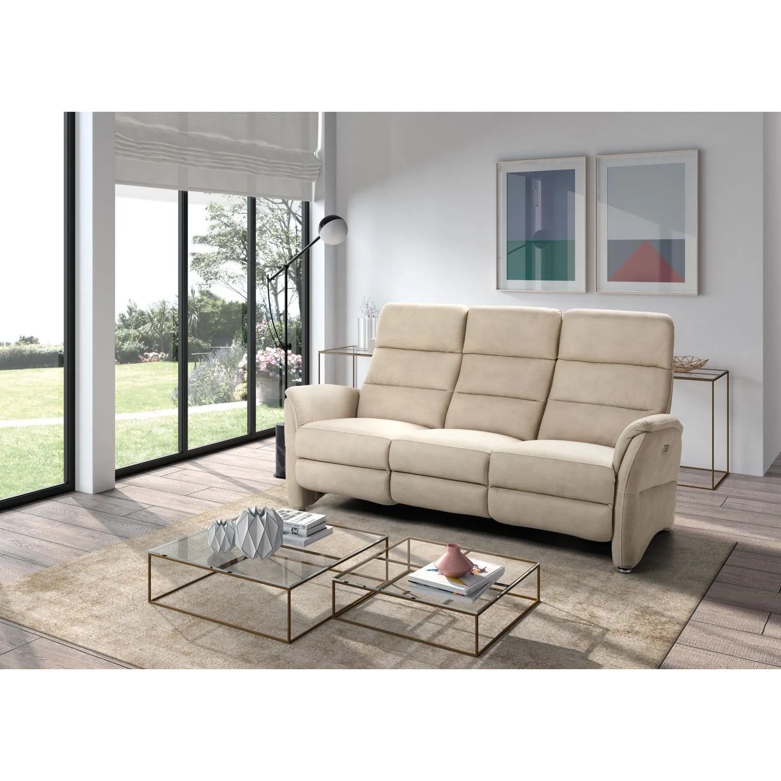 Canap 3 places, 2 relax lectriques Versalles Gris anthracite