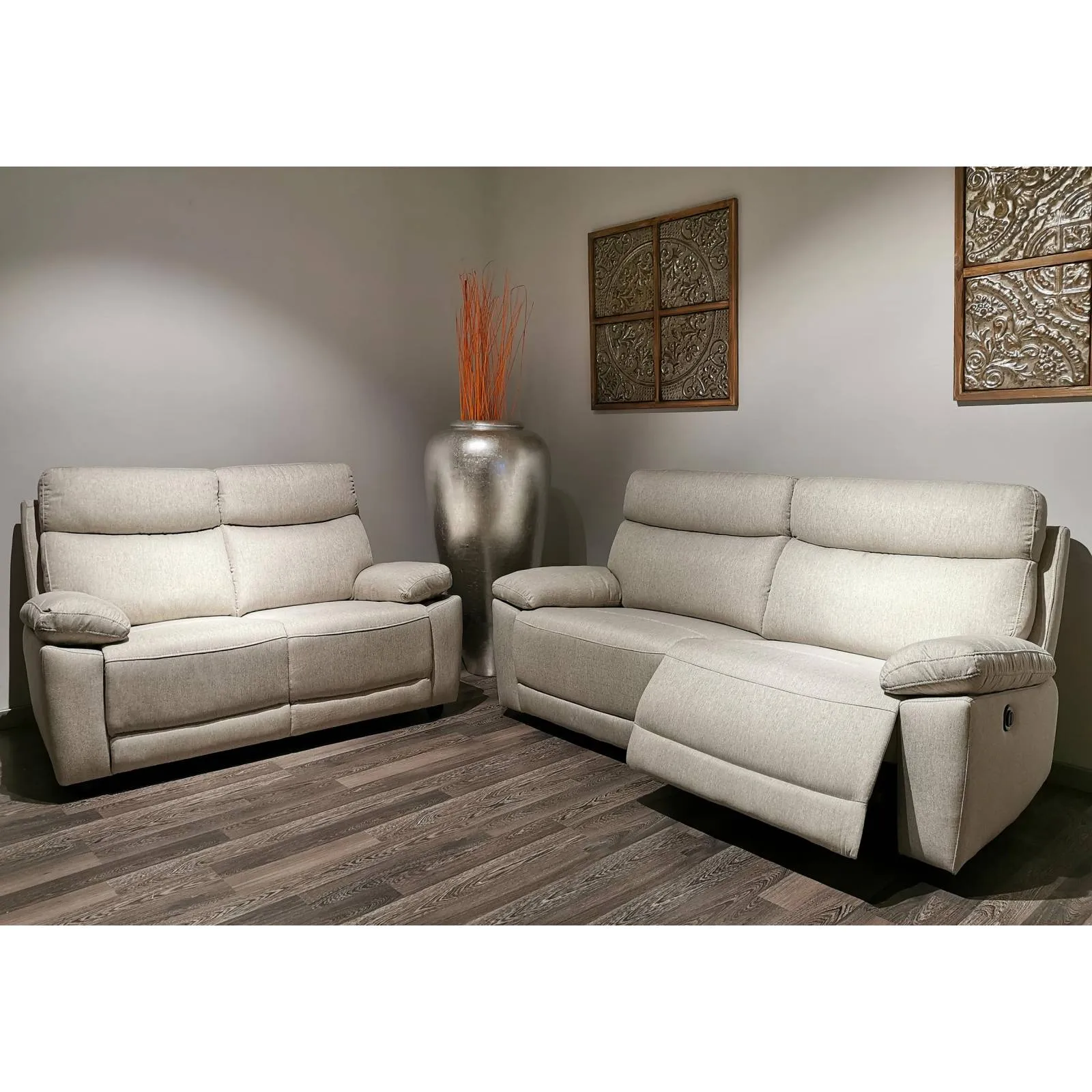 Canap 3 places, 2 relax manuels Jerez Gris beige