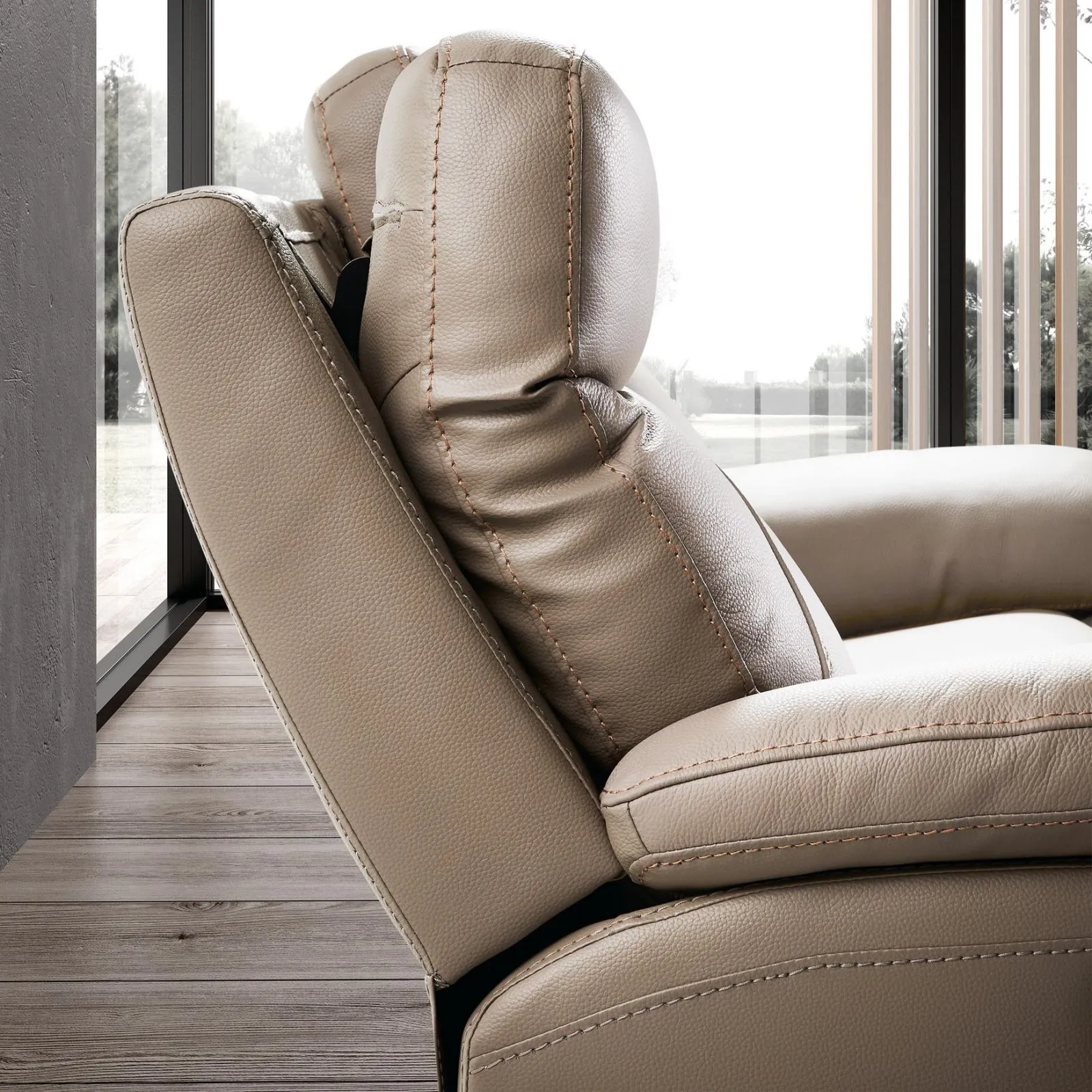 Canap cuir 2 places, 2 relax lectriques Bilbao Chocolat