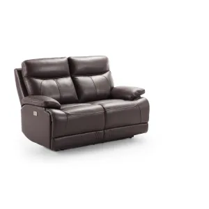 Canap cuir 2 places, 2 relax lectriques Bilbao Chocolat
