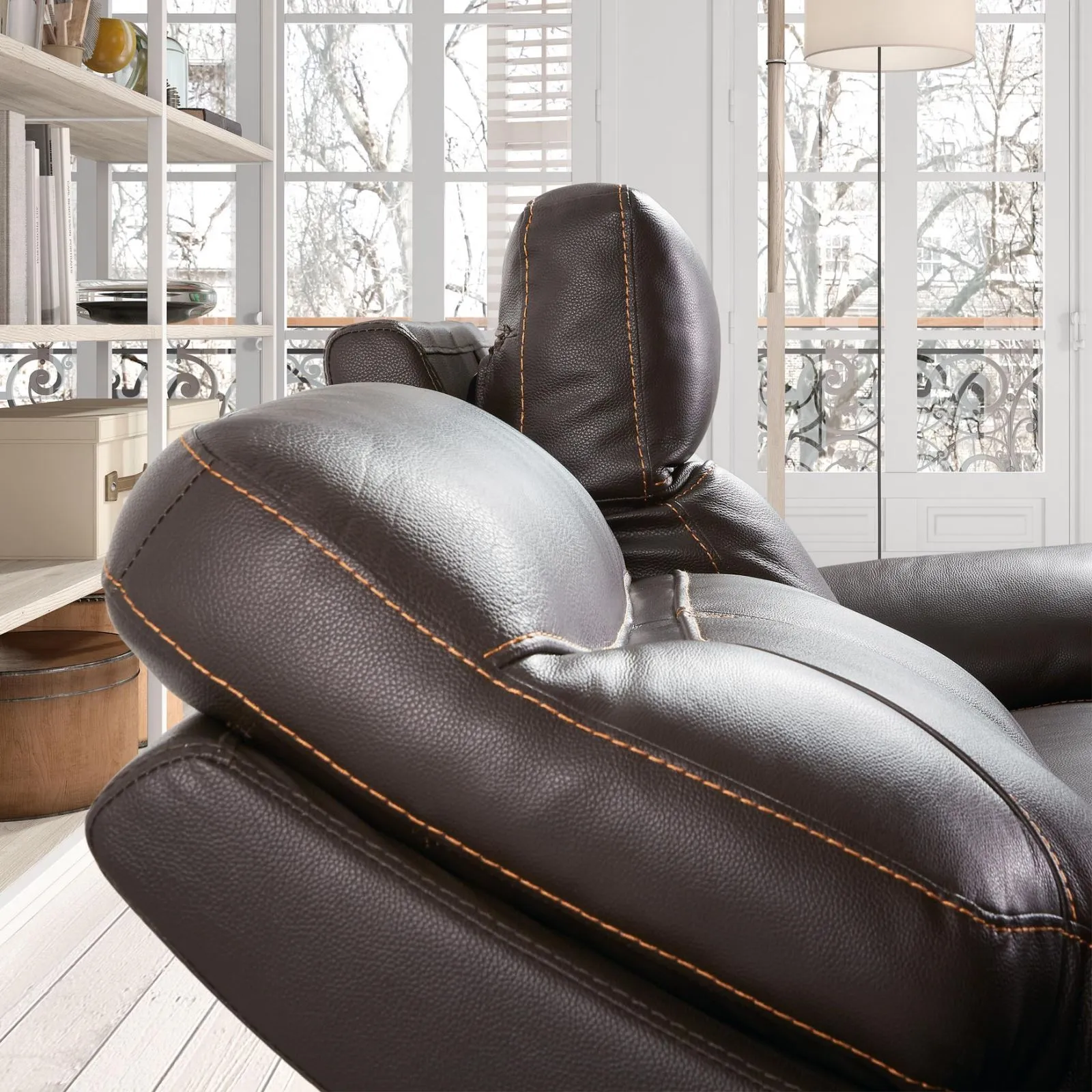 Canap cuir 3 places, 2 relax lectriques Bilbao Chocolat