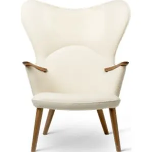 Carl Hansen Ch78 Mama Bear Lounge Chair, Walnut Oiled/White Hallingdal 100