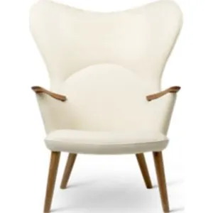 Carl Hansen Ch78 Mama Bear Lounge Chair, Walnut Oiled/White Hallingdal 100