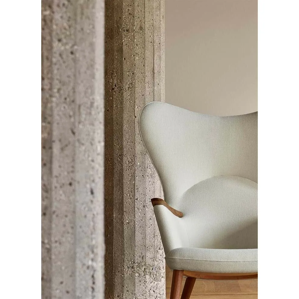 Carl Hansen Ch78 Mama Bear Lounge Chair, Walnut Oiled/White Hallingdal 100