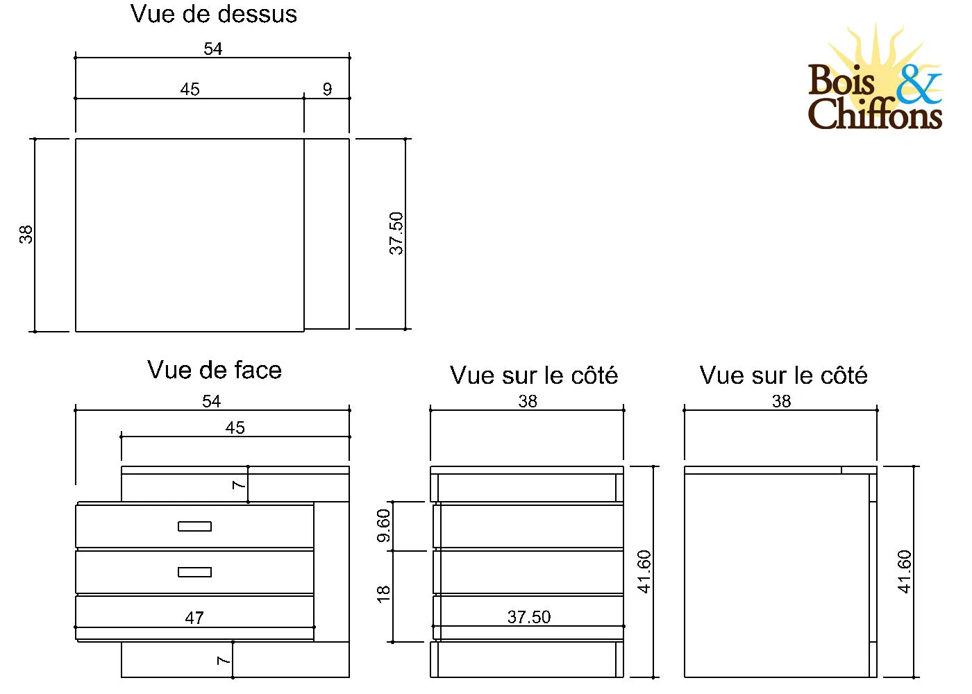 Chevet bois bicolore - dbord droite | Manguier Herods
