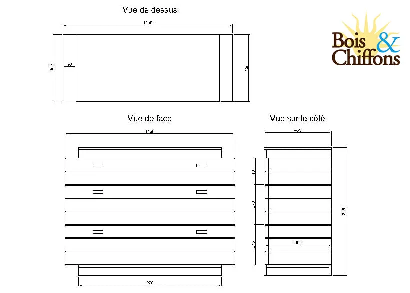 Commode bois massif bicolore 3T | Manguier Herods