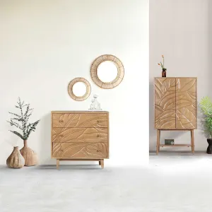 Commode sculpte 3 tiroirs | Manguier Floria