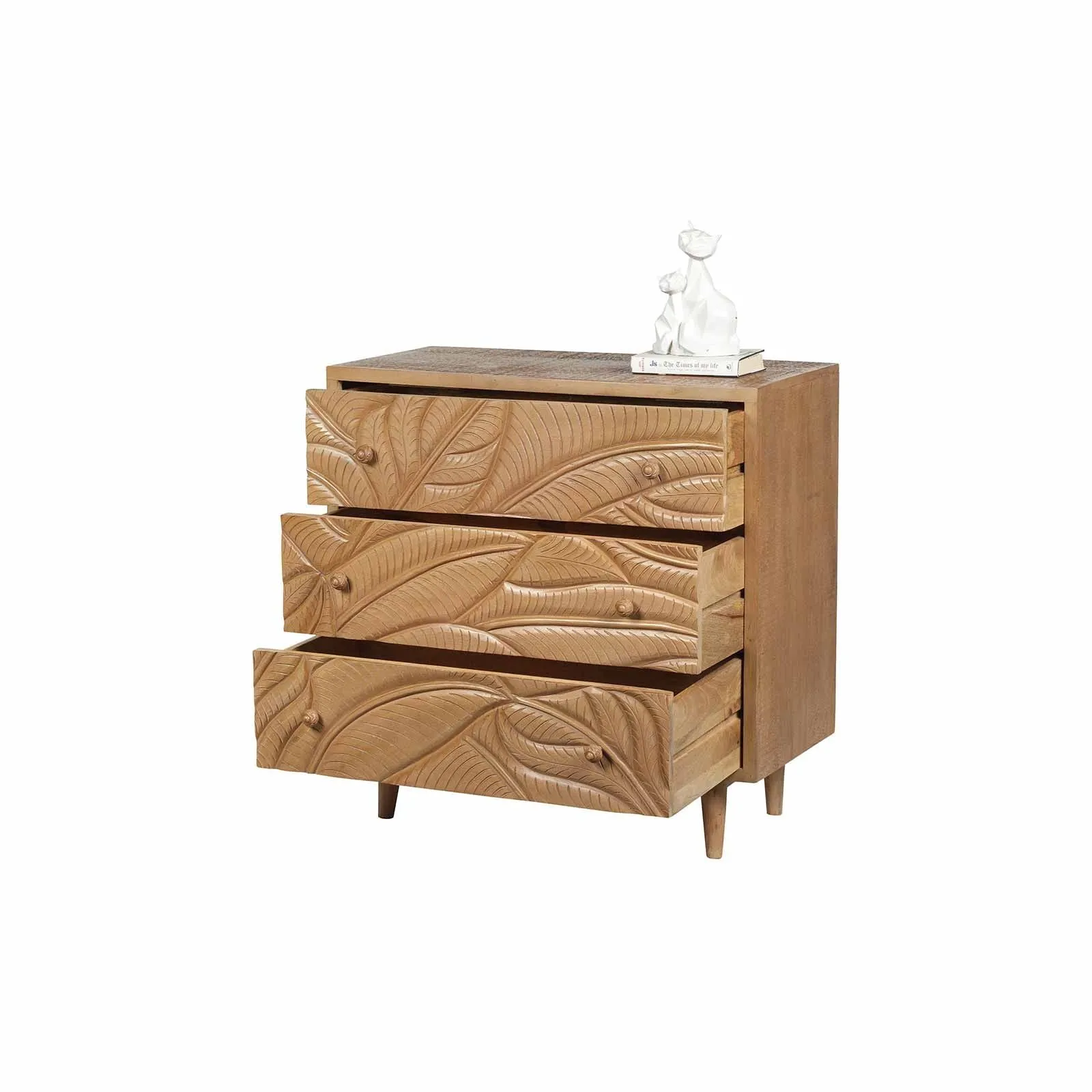 Commode sculpte 3 tiroirs | Manguier Floria