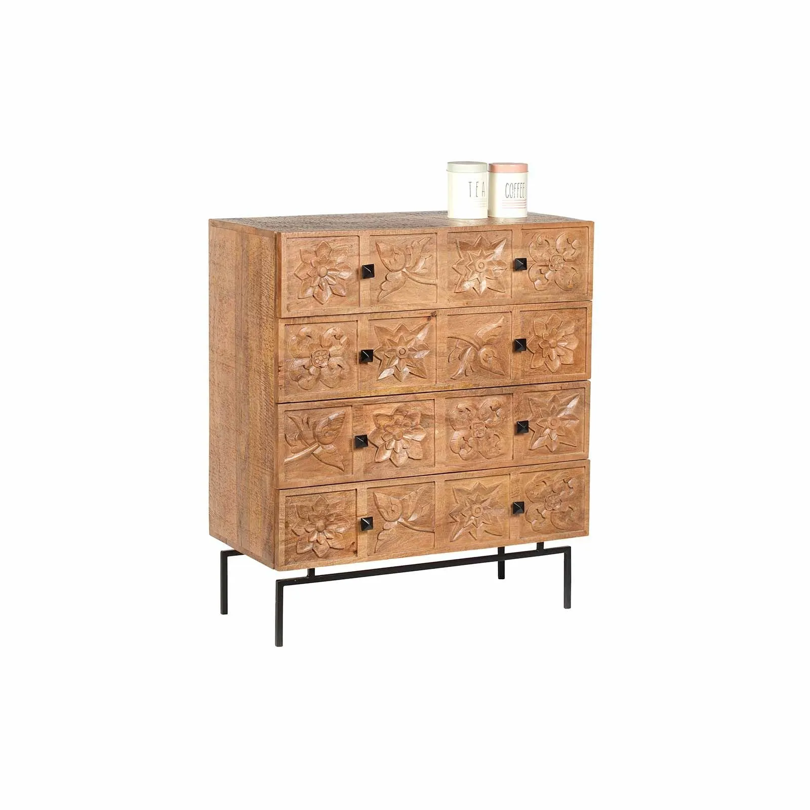 Commode sculpte 4 tiroirs | Manguier Sculture