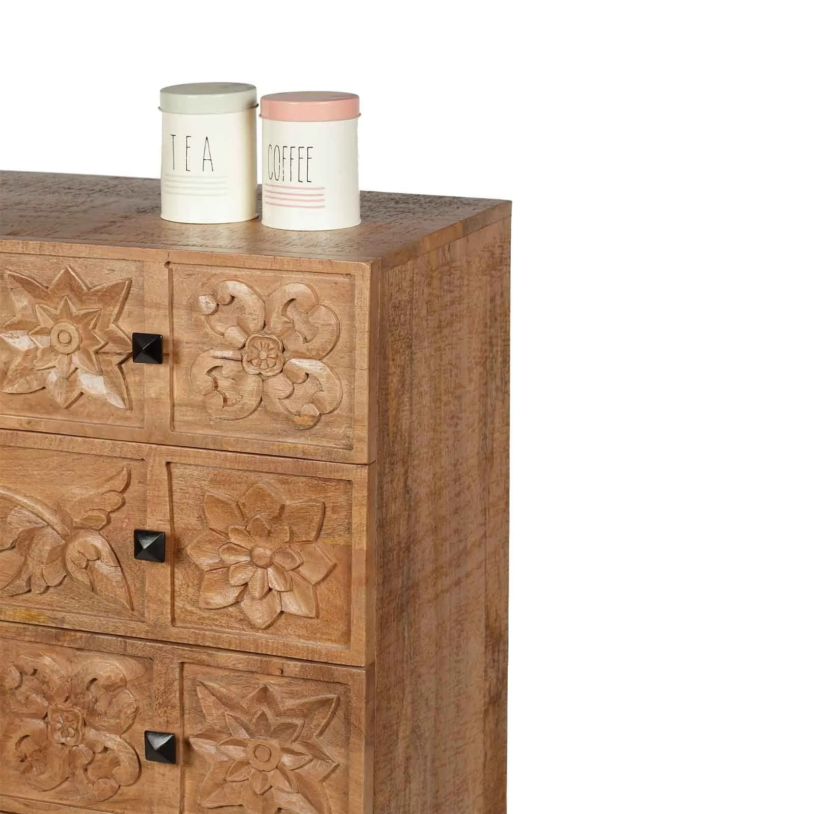 Commode sculpte 4 tiroirs | Manguier Sculture