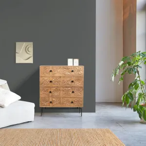 Commode sculpte 4 tiroirs | Manguier Sculture