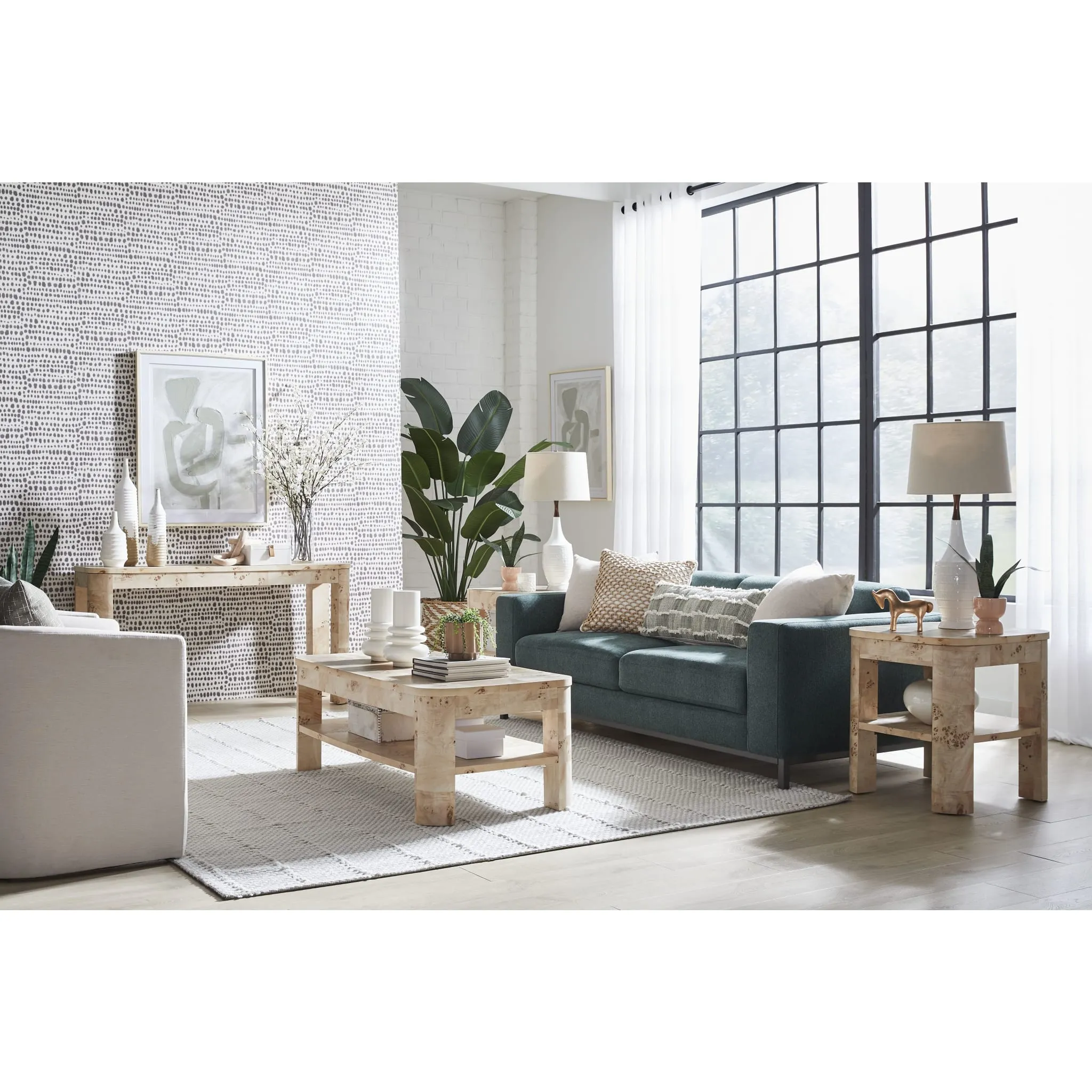Cosmo Mappa Burl Coffee Table in Amber Kiss Modus