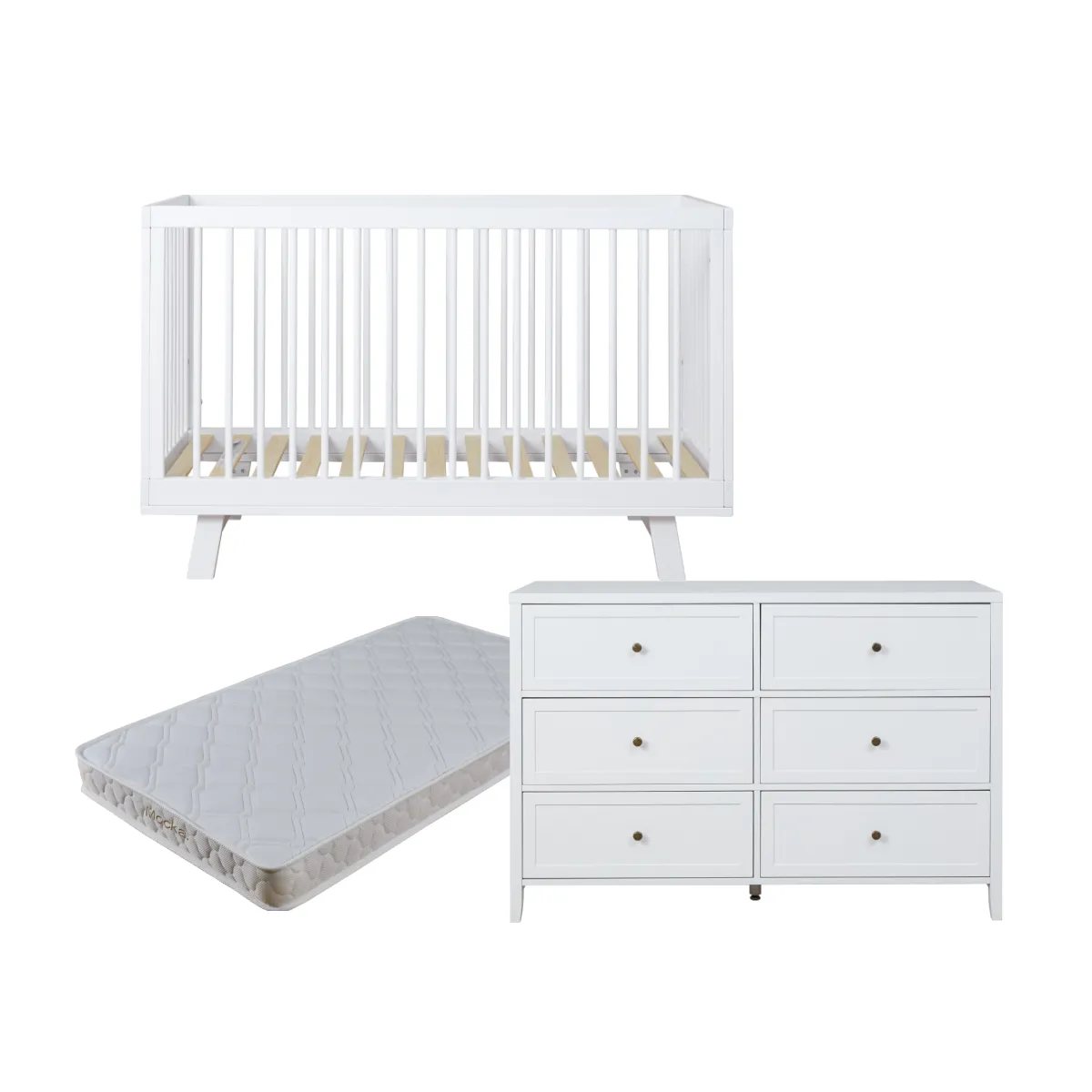 Cove White Three Piece Nursery Furniture Set Mocka