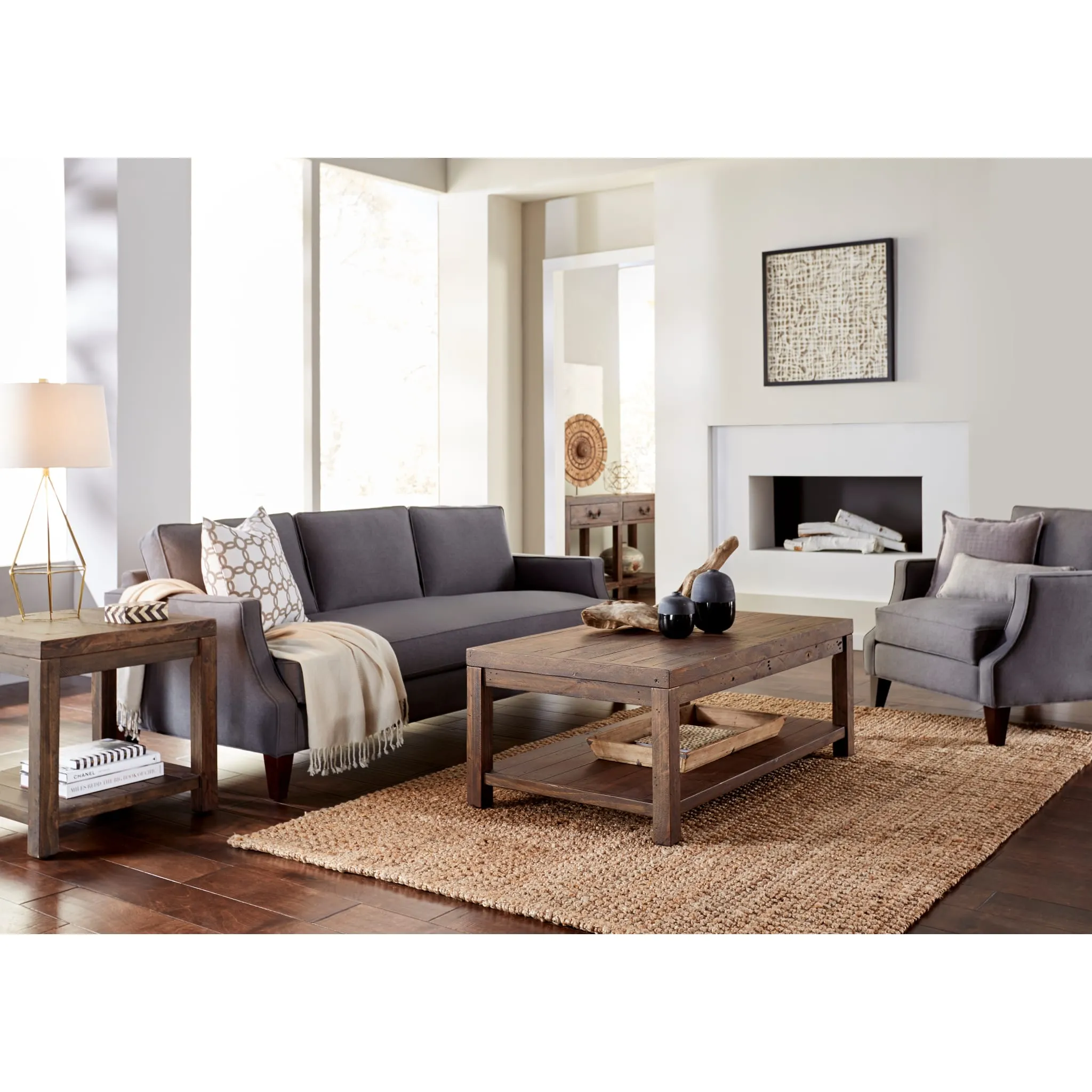 Craster Reclaimed Wood Rectangular Coffee Table in Smoky Taupe Modus