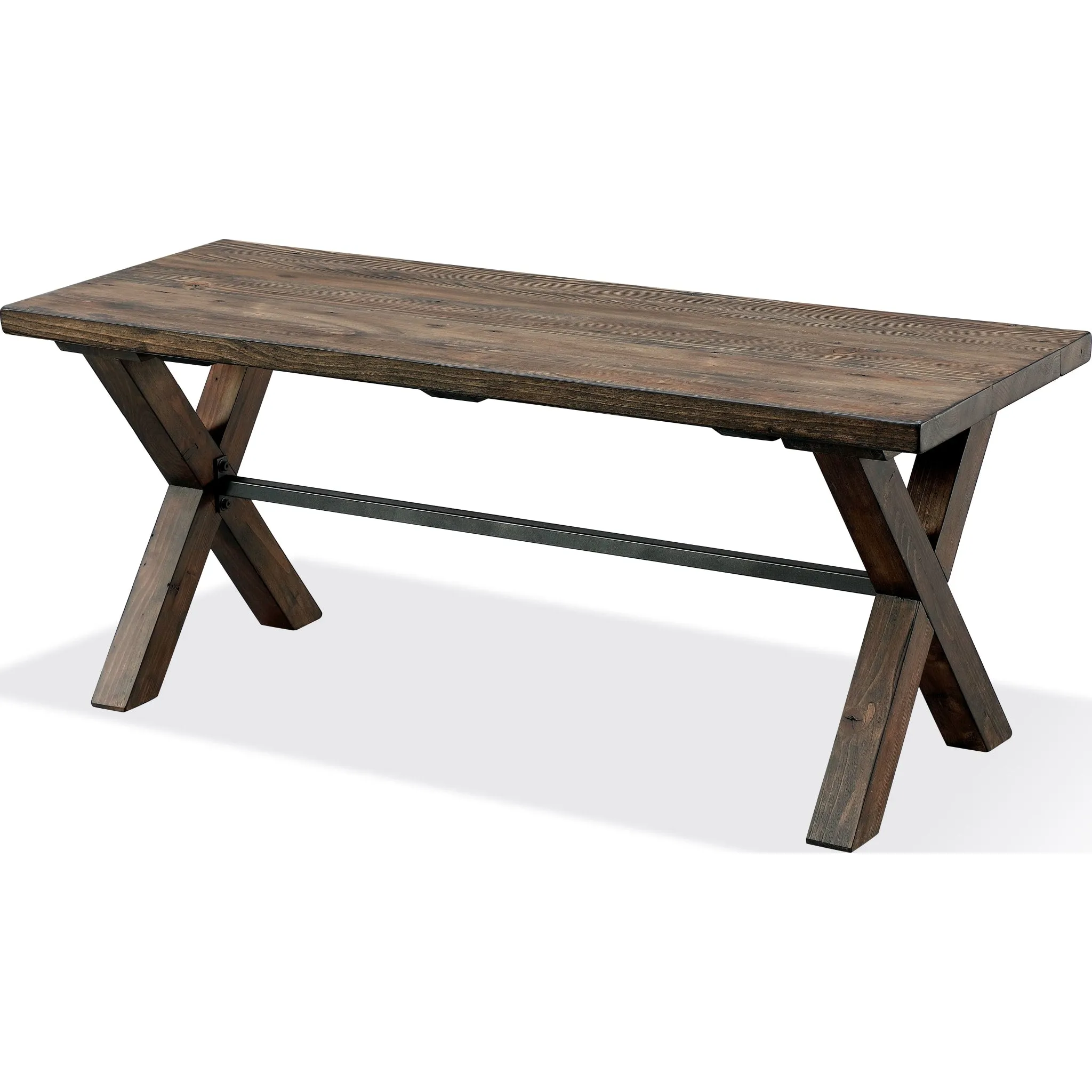 Dubois Reclaimed Wood and Metal Dining Bench in Rodeo Brown and Black Modus