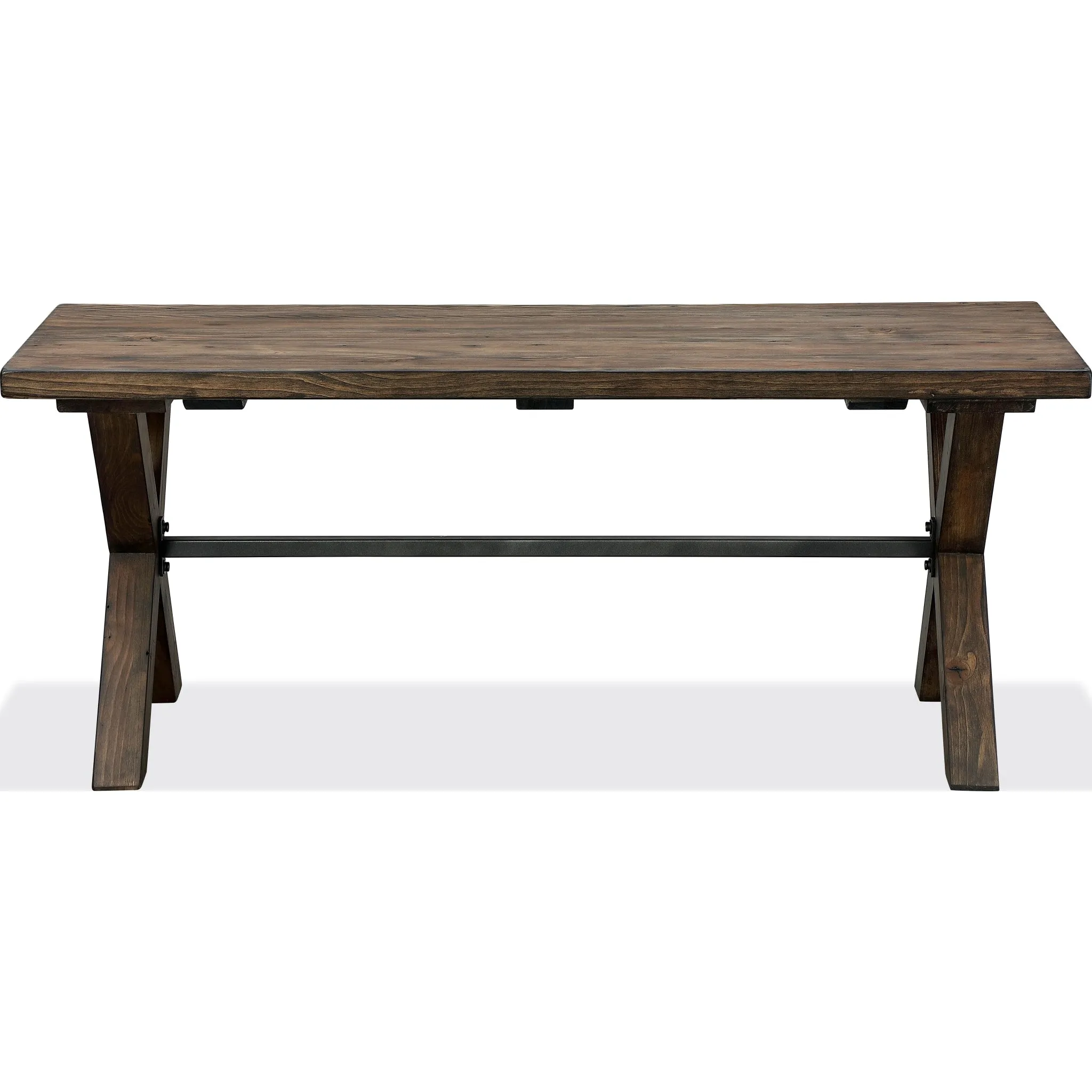 Dubois Reclaimed Wood and Metal Dining Bench in Rodeo Brown and Black Modus