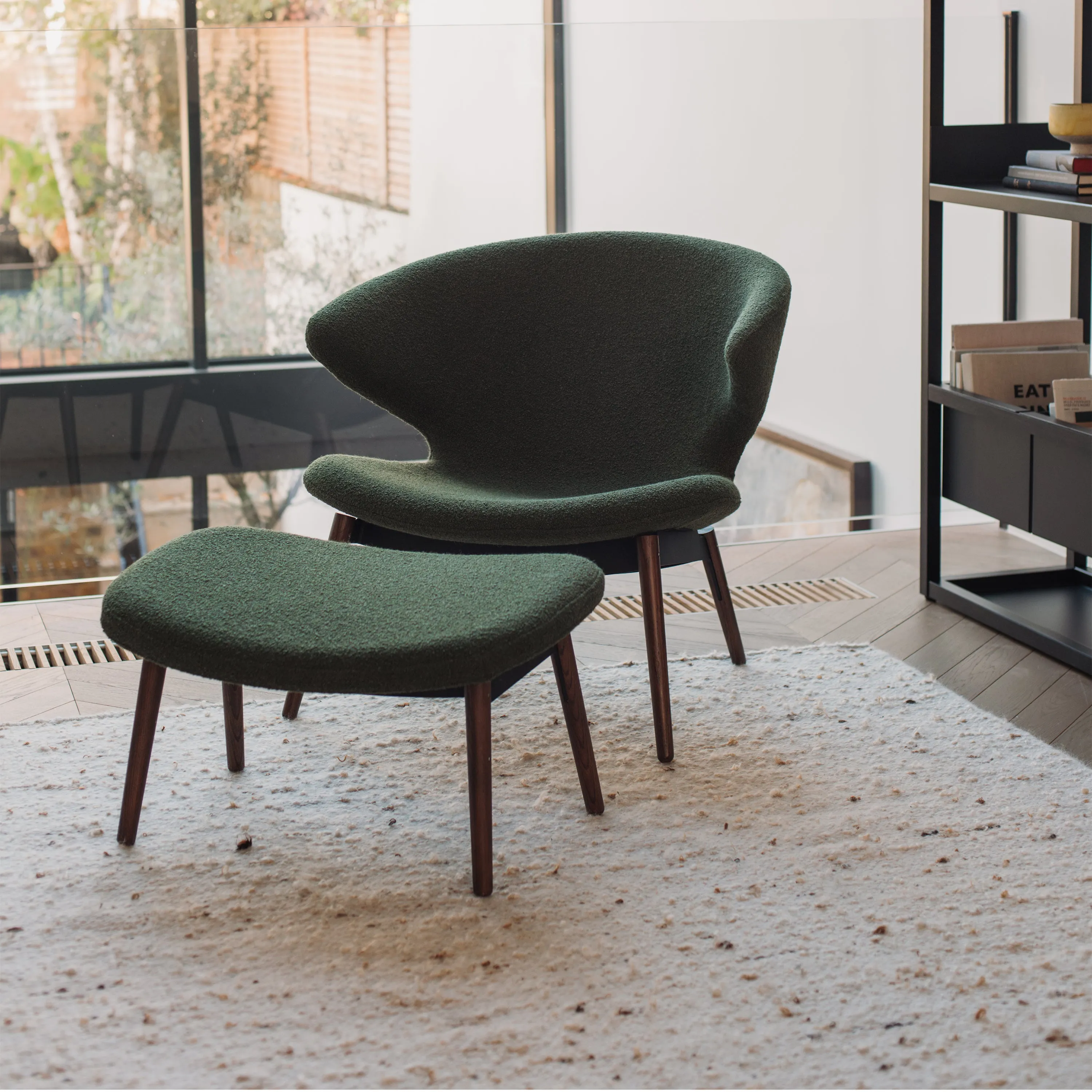 Ella Ottoman with Wood Legs