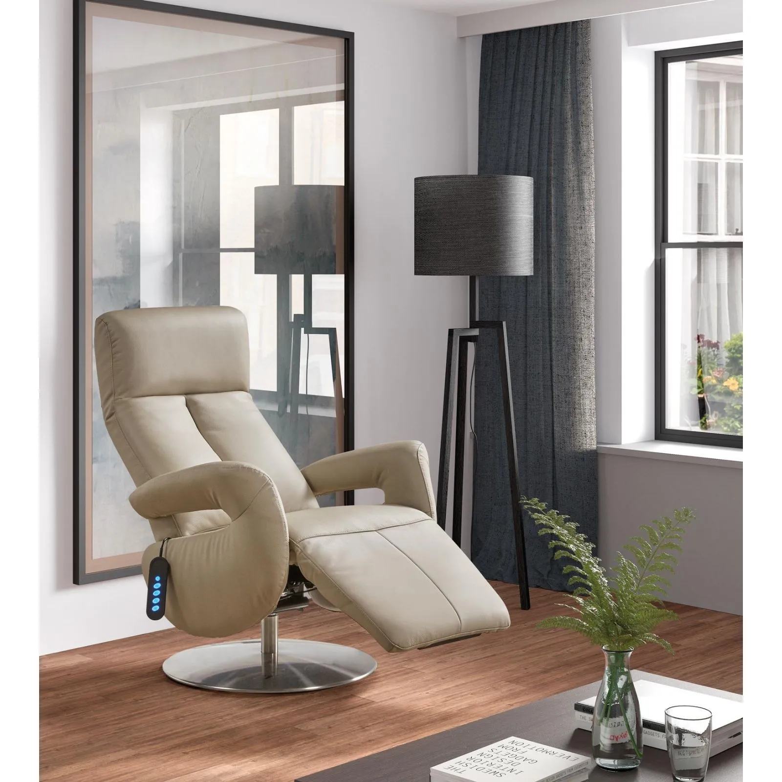 Fauteuil relax lectrique cuir Grecia Gris fonc